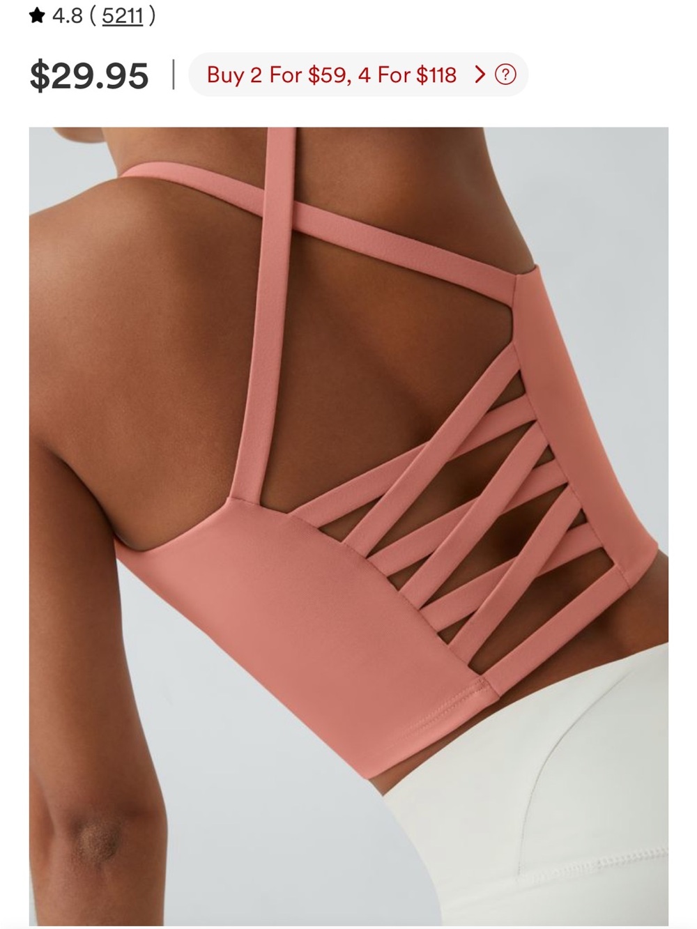 HALARA Strappy Back Sports Bralette in Dusty Rose